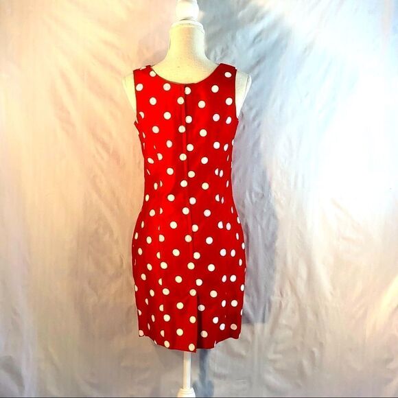 Alexander Campbell Red With White Polk a Dots Sleeveless Sheath Dress Size 2 - Picture 3 of 6